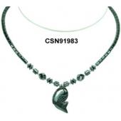 Hematite Fish Pendant Beads Stone Chain Choker Fashion Women Necklace